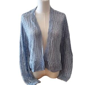 LC Lauren Conrad Open Knit Baby Blue Cardigan, Size Large wardrobe staple